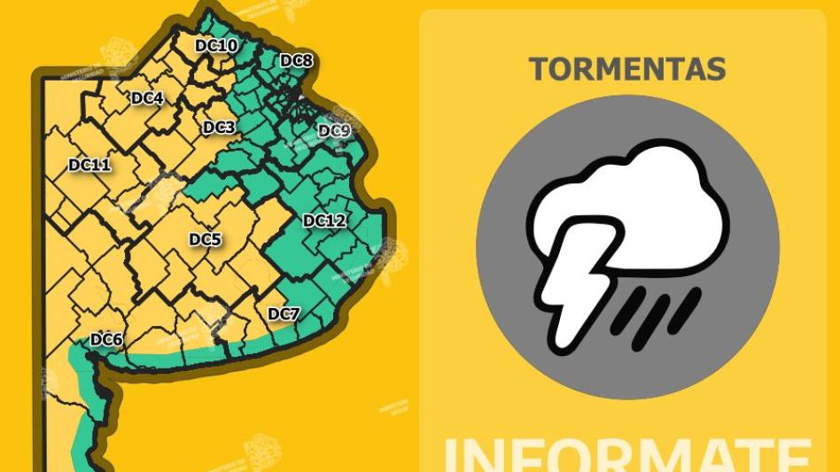 Alerta amarilla por tormentas en la Provincia de Buenos Aires
