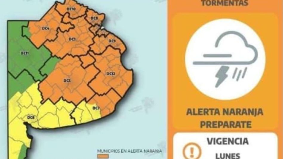 Casi toda la Provincia bajo alerta naranja por fuertes tormentas ...