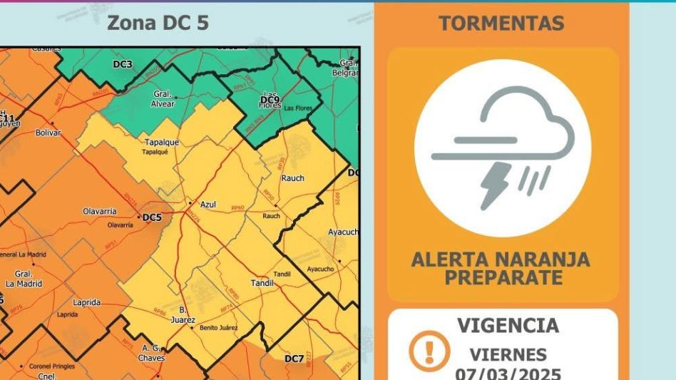 Alertas amarillo y naranja por tormentas y calor en la provincia
